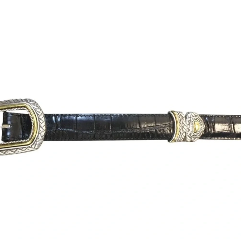 Brighton Reversible Black/Brown Croc Print 1